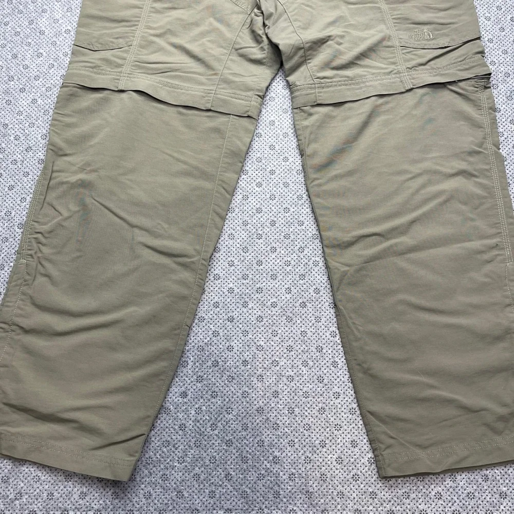 The North Face Mens XL Olive Green Convertible Zip Off Hiking Cargo Pants Belted